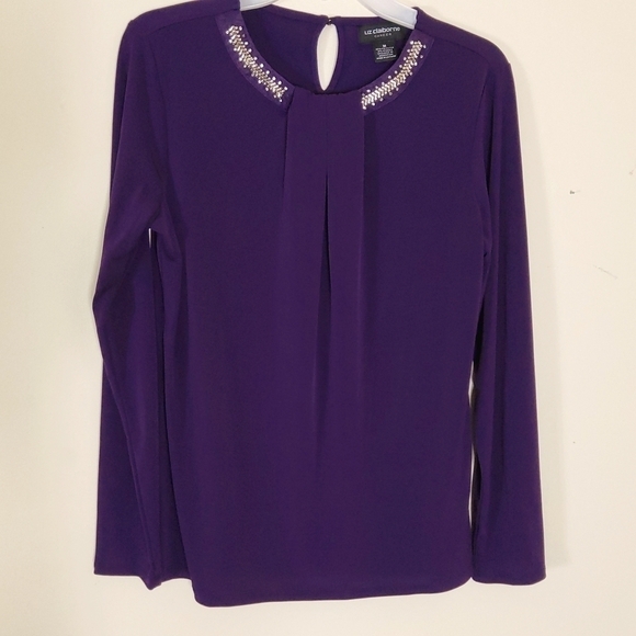 Liz Claiborne Jeweled Neck Tunic Size M - Picture 1 of 5